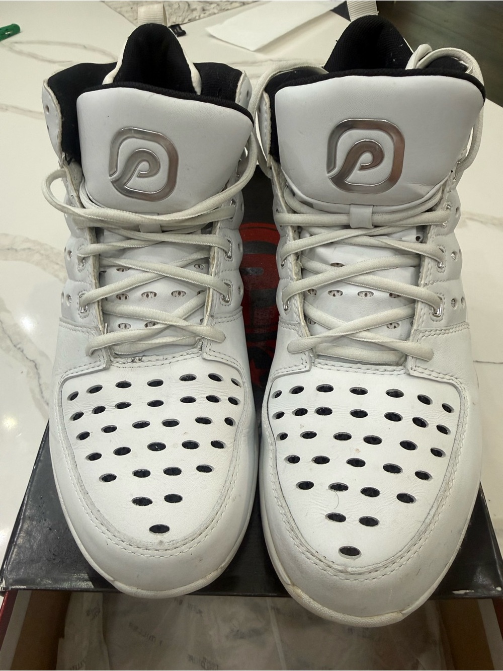 Reflex White High-Top Sneakers with Perforated Toe and Silver Logo